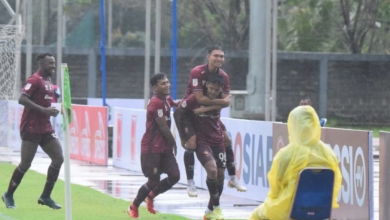 Pemain Sriwijaya FC Melakukan Selebrasi Usai Menciptakan Gol ke Gawang Perserang. (foto : Media Officer Sriwijaya FC)